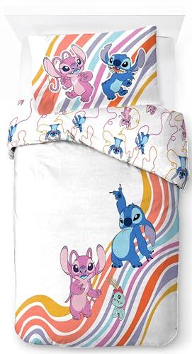 Jay Franco Disney Lilo & Stitch 100% Baumwolle Einzel Bettwäsche Set   Inklusive Kissenbezug 50 x 70