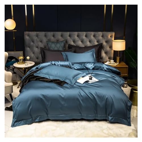 Bett, hochwertiges Bettwäscheset aus ägyptischer Baumwolle mit 1000 TC, einfarbig, Grau, Queen/King, 4-teilig, weich, pflegeleicht