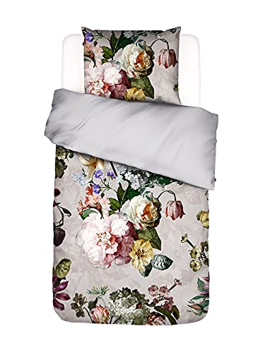 ESSENZA Bettwäsche Fleur Blumen Baumwollsatin Grau, 155x220 + 1 x 80x80 cm