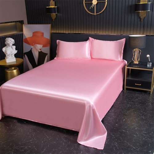 JIANINGHOME Satin Bettwäsche,230x250cm,Pin k-3,Satin-Bettwäsche, luxuriös, weich, seidig, ähnlich wie Seide