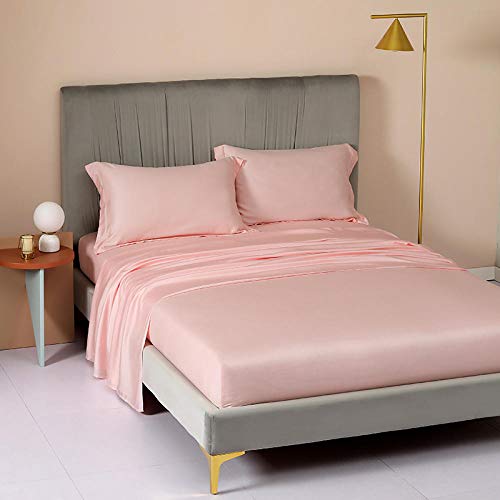 Spannbettlaken für Queen-Size-Betten mit elastischem Band – solide Rose Pink Bettwäsche für 180 cm x 200 cm Matratzenbezug – weich und 1 Stück
