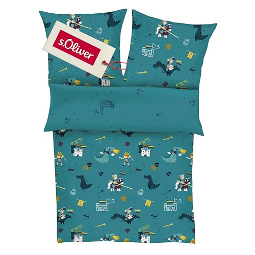 s.Oliver Kinderbettwäsche Ritter 135x200   100% Baumwolle, praktischer Reißverschluss & maschinenwaschbar, Bettwäsche für Kinder Drache & Ritterburg 2tlg. s.Oliver Kinderbettwäsche Ritter 135x200   100% Baumwolle, praktischer Reißverschluss & maschinenwaschbar, Bettwäsche für Kinder Drache & Ritterburg 2tlg.