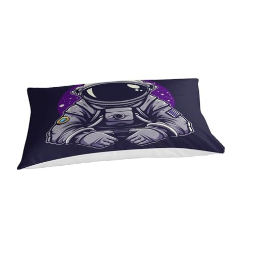 GQmoney Astronauten-Bettbezug, modischer, einfacher Bettdeckenbezug für Kinder, Jungen, Mädchen, Teenager, Erwachsene, Bettwäscheset, 3D-Muster, Tagesdecke mit Kissenbezug, Einzelbett (135 x 200 cm)