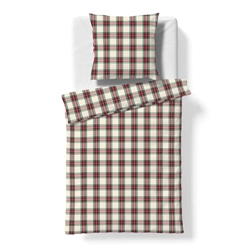 fleuresse gewebte Edelflanell Bettwäsche Lech Glendale rot beige