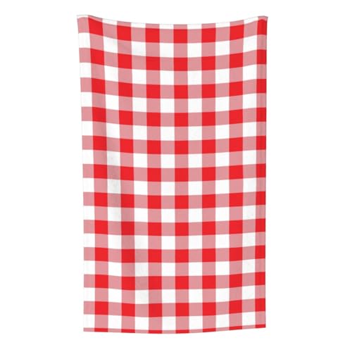 Karierte geometrische rot-weiße Karierte Schönheit, Überwurf für Couchstühle, warme Plüschdecke für Bettwäsche und Reisen, 76,2 x 127,7 cm