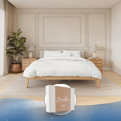 Samthus Bettwäsche Gewichtsdecke 135x200 - Baumwolle Satin - Oeko-Tex Made in Green - Himmlisch weicher Schlaf mit passgenauem Bettbezug für unsere Therapiedecken - Weiß