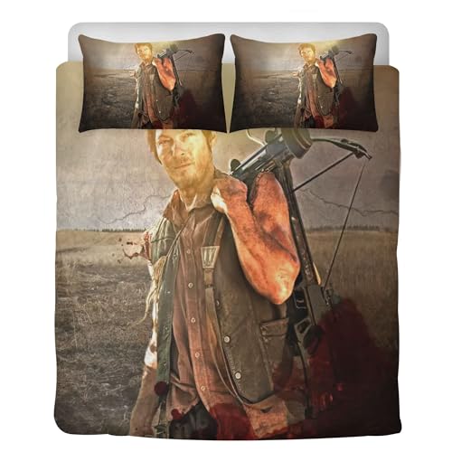 STARSAY Walking Dead Bettwäsche Mit Reißverschluss Bettbezüge und 2 Kissenbezug Schlafzimmer dekorative Mikrofaser Bettwäsche-Sets Atmungsaktiv (Daryl Dixon)