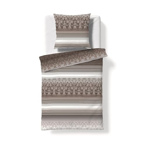 fleuresse Feinbiber Bettwäsche Aspen Utrecht braun 1 Bettbezug 155 x 220 cm + 1 Kissenbezug 80 x 80 cm