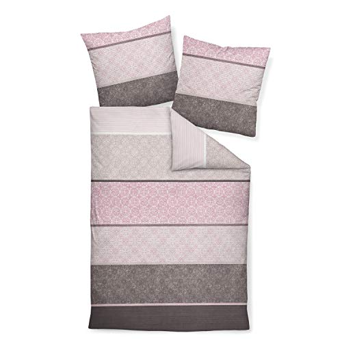 Janine 65016 Feinbiber Bettwäsche Davos 135x200 cm + 80x80 cm Beere-Mauve