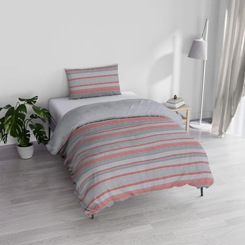 Italian Bed Linen Athena Bettwäsche-Set, 100% Baumwolle, Belen Rot, Einzelbett