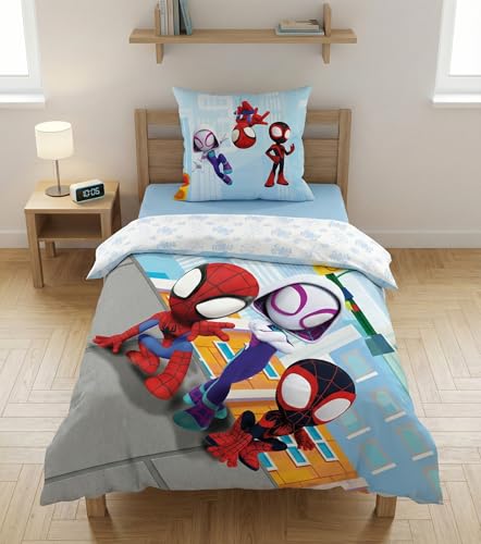 Bettwäsche für Kinder, Spiderman (Spidey), 100 % Baumwolle, Bettbezug 140 x 20 cm + Kissenbezug 65 x 65 cm