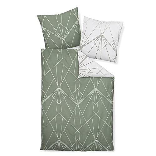 Janine Mako-Satin-Bettwäsche J.D. 135x200 cm + 80x80 cm salbeigrün-Jade
