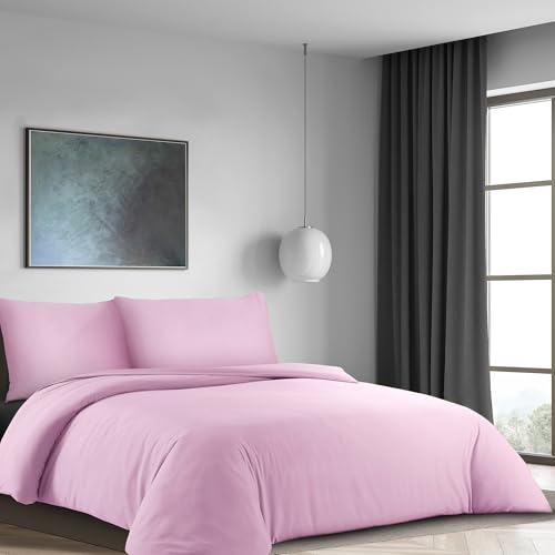LYMA Bedding Bettwäsche Set, Oeko-TEX-Zertifiziert, Premium Weiches Doppelt Gebürstete Nanoplush Stoff Bettdeckenbezug, Knitterfrei Bügelfrei Bettbezug mit Kissenbezug (Licht Rosa, 135x200+80x80cm)
