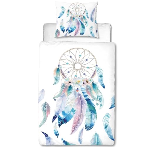 MUSOLEI Traumfänger Bettwäsche 135x200 Mädchen Mikrofaser-Polyester 3D Druck Traumfänger Bettbezug 135x200cm mit 1 Kissenbezug 80X80cm süße Dekoration Bettwäsche Set MUSOLEI Traumfänger Bettwäsche 135x200 Mädchen Mikrofaser-Polyester 3D Druck Traumfänger Bettbezug 135x200cm mit 1 Kissenbezug 80X80cm süße Dekoration Bettwäsche Set