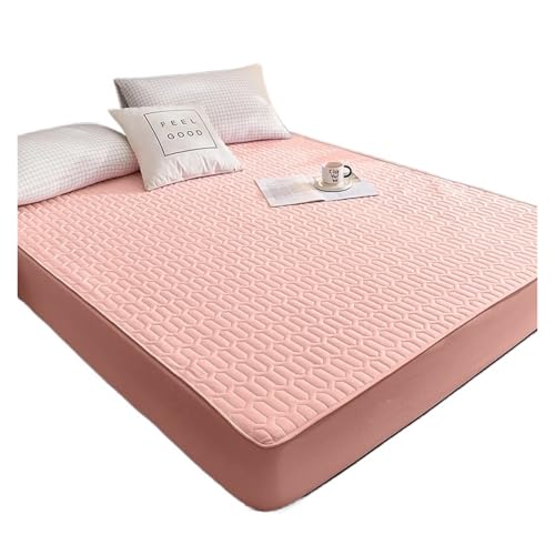 QuxetlRyz Wasserdichter Matratzenschoner mit Rundumgummi Sicherer wasserdichter Matratzenbezug, weich, bequem, atmungsaktiv, Bedruckte Bettwäsche, Matratzenbezug, maschinenwaschbar(Pink,14 0x200x30cm)