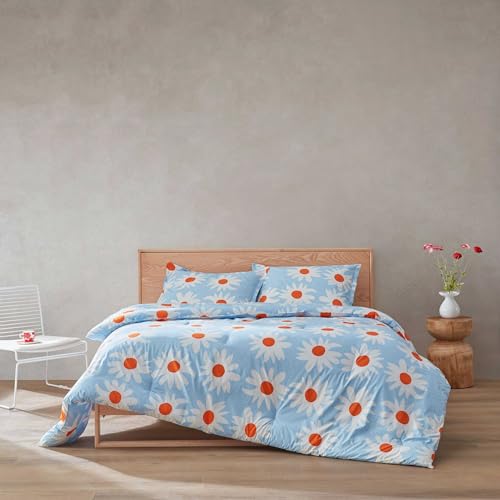 Marimekko Bettwäsche-Set, für King-Size-Betten, natürlich weiche und glatte Baumwolle, mit passenden Kissenbezügen, 3-teiliges Bettwäsche-Set (Rakastaa El Rakasta Blau)