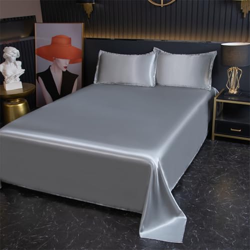 JIANINGHOME Satin Bettwäsche,120x230cm,gra u,Satin-Bettwäsche, luxuriös, weich, seidig, ähnlich wie Seide