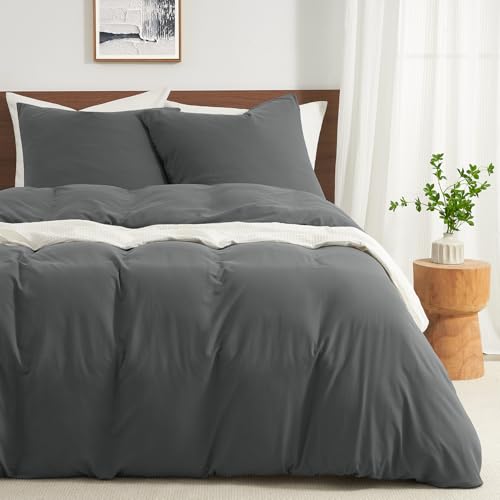WohlNest Bettwäsche 135x200 Graue,Bettwäsche-Sets Einzelbett 1 Bettbezug 135 x 200 + 1 Kissenbezuge 80x80 cm,Mikrofaser Bettwäsche 135x200 Kinder Jungen Einfarbig mit Reißverschluss