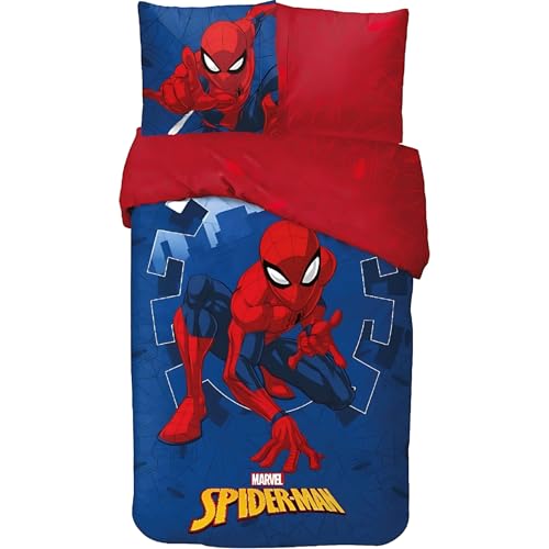 arlis Bettwäsche Spiderman für Kinder, Bettbezug Spiderman, wendbar, 140 x 200 cm, Kissenbezug 63 x 63 cm, 100 % Baumwolle (Bettwäsche Spiderman – A, 140 x 200 cm)