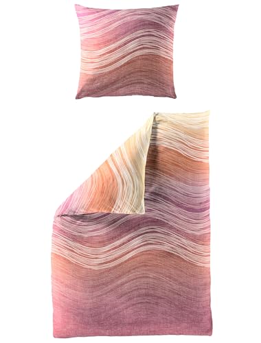 Traumschloss Bettwäsche »Satin« 100% Baumwolle | Reißverschluss | 135x200 & 80x80 | Wellen in warmen Farben