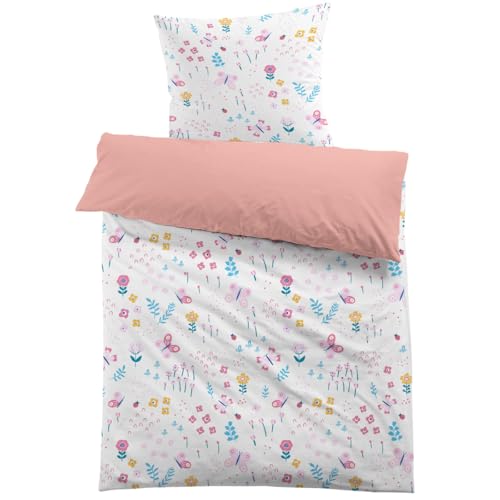 MUSOLEI Bettwäsche Mädchen Kinder 135x200 Blumen Kinderbettwäsche Rosa Blume 3D-Druck Mikrofaser Bettbezug 135x200cm und 1 Kissenbezug 80X80cm Bettwäsche-Set Jungen für Einzelbett