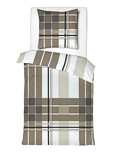 JACK by Mistral Satin Bettwäsche 2 TLG. 135x200cm Streifen Kariert Braun Blau Schwarz Weiß Baumwolle
