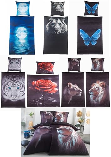 MB Warenhandel24 Bettwäsche 135x200 + 80x80 cm Mikrofaser Bettbezug Fotodruck Kinderbettwäsche modern leicht weich und kuschelig Sommer und Winter geeignet (Tiger, 1x 135x200 cm + 1x 80x80 cm)