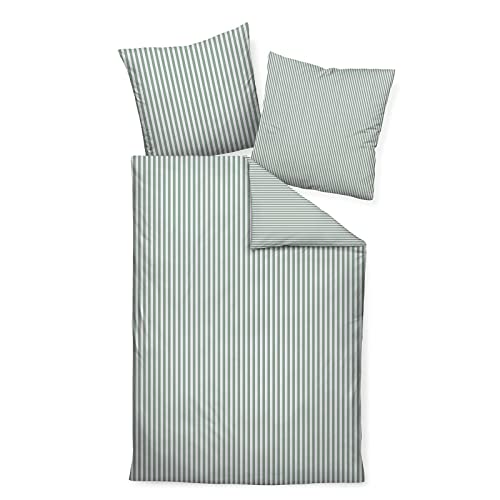 Janine Design Streifen-Bettwäsche modern Classic salbeigrün Kissenbezug einzeln 40x40 cm schmale Streifen