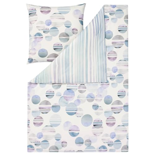 ESTELLA Mako-Satin Bettwäsche Dillon türkis 1 Bettbezug 155 x 220 cm + 1 Kissenbezug 80 x 80 cm
