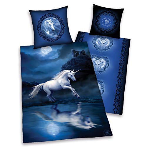 FRIP - Versand Look Down Sonderangebot Anne Stokes Bettwäsche Einhorn Moonlight Fantasy, ÜBERGRÖSSE 155/220 im hochwertigen Digitaldruck