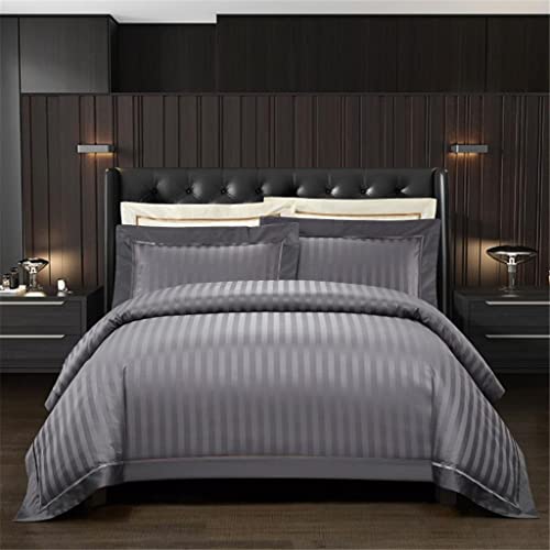 XFZJCHAP Bettwäsche-Set aus ägyptischer Baumwolle, 1200 TC, gestreift, 4-teilig, King-Size-Bettbezug, Bettlaken-Set, Kissenbezug, Bettbezüge (A, King-Size-Größe, 4-teilig)