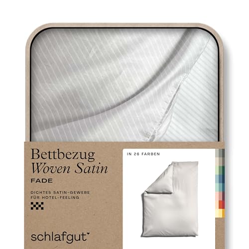 schlafgut Woven Fade Satin Bettwäsche 155x220cm gestreift Bettdecke Bezug einzeln, White Fade in Hotelqualität mit 100% Baumwolle