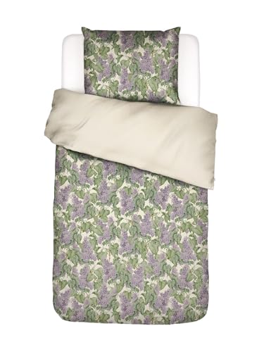 ESSENZA Bettwäsche Dirce Vanille, 155x220 + 1x 80x80 cm - 100% Baumwollpercale 200TC - Blumen