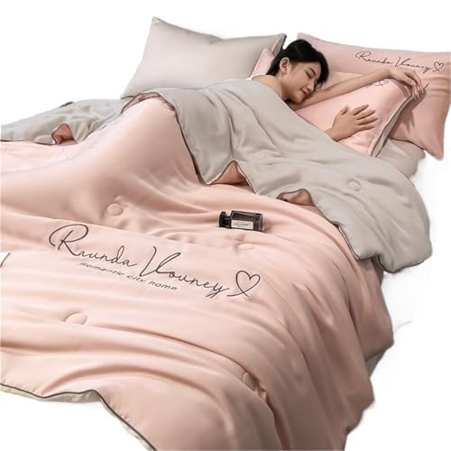 DFGBAPKBL Seidenbettwäsche-Set Waschbares Sommer-Steppdeckenset aus Eisseide oder 1-teilige Steppdecke, hautfreundliche, klimatisierte, bestickte Bettdecke, Sommerdecke(Color 9,200x230cm only 1 pcs)