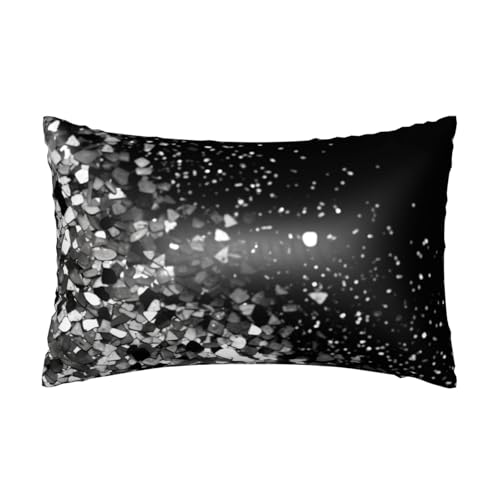 Satin-Kissenbezug für Haar und Haut, weich, atmungsaktiv, kühlend, glatt, mit Reißverschluss, Dekoration für Bettwäsche, Wohnzimmer, Sofa, 50,8 x 76,2 cm, Schwarz / Weiß