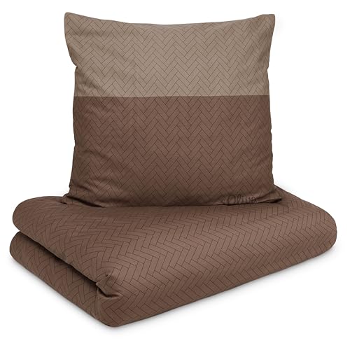 s.Oliver Bettwäsche 135x200 cm - 100% Baumwolle, anschmiegsam & weich, Reißverschluss, Satinbettwäsche braun