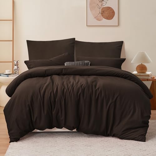 RUIKASI Bettwäsche 220x240 3teilig Braun   Polyester Mikrofaser Bettwäsche Sets Oeko TEX, Bettbezüge 220 x 240cm + 2 Kissenbezüge 80x80cm mit Reißverschluss, Weich und Bügelfrei