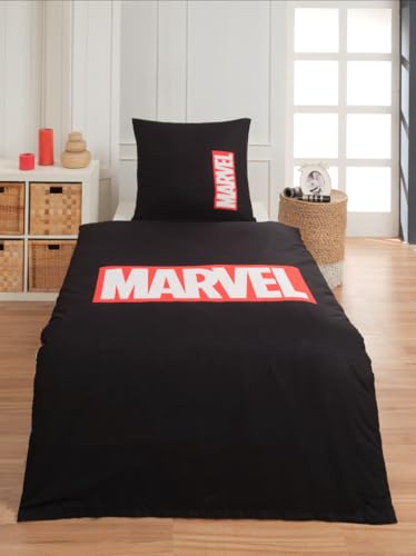 Disney Home Marvel Kinder Wendebettwäsche Set 135x200 - Kopfkissenbezug 80x80 - Super weiche Renforce 100% Baumwolle, 2-teilig Marvel Bettwäsche, Weich und angenehm auf der Haut