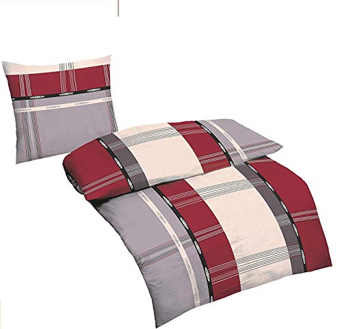 4tlg Microfaser Bettwäsche Klassisch Modern ÜbergrÖße 155x220 cm 4-tlg Set Kariert in Weiß Grau Rot Anthrazit NEU mit Reißverschluss nach ÖKO-TEX Standard