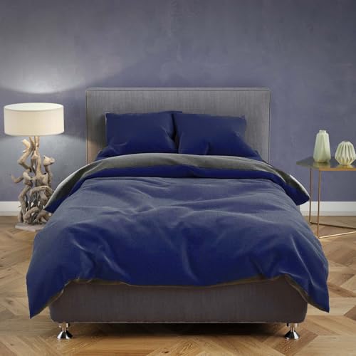 Buymax Teddy-Fleece Bettwäsche 155x220 cm Winter Flausch Plüsch 2 teilig Winterbettwäsche Fleece Reißverschluss Kissenbezug 80x80 cm, Unifarben, Dunkelblau, Grau Buymax Teddy-Fleece Bettwäsche 155x220 cm Winter Flausch Plüsch 2 teilig Winterbettwäsche Fleece Reißverschluss Kissenbezug 80x80 cm, Unifarben, Dunkelblau, Grau