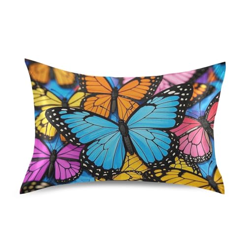 Niedlicher Cartoon-Kissenbezug, Motiv: Insekten, Schmetterlinge, Bambus, ägyptische Baumwolle, Weiß, Funda Para Almohada King Standardgröße 50,8 x 66 cm