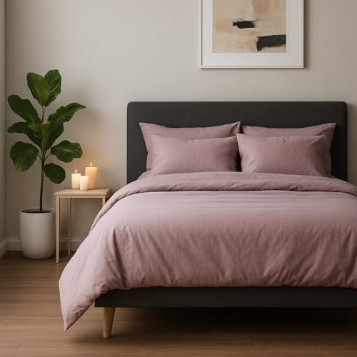 VEL VET HOME VelvetHome Bettwäsche 155x220 Baumwolle Schmutziges Rosa Öko-Tex Made in EU 2-teilig Bettwäsche-Sets mit Reißverschluss 1x Bettbezug 155x220 cm + 1x Kissenbezug 80x80 cm