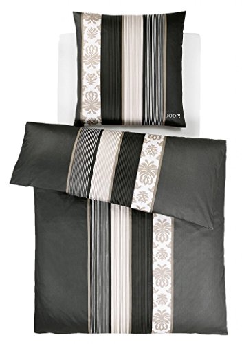 Joop! Mako Satin Bettwäsche Ornament Stripes 4022/9 schwarz, 135x200 cm