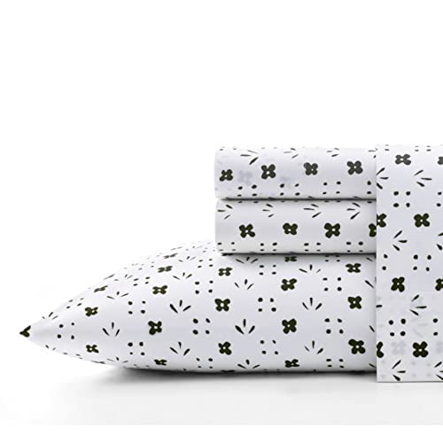 Marimekko - Queensize-Bettlaken-Set, Baumwoll-Perkal-Bettwäsc he-Set, knackige und Coole Heimdekoration (Kukkaketo schwarz/weiß, Queensize)
