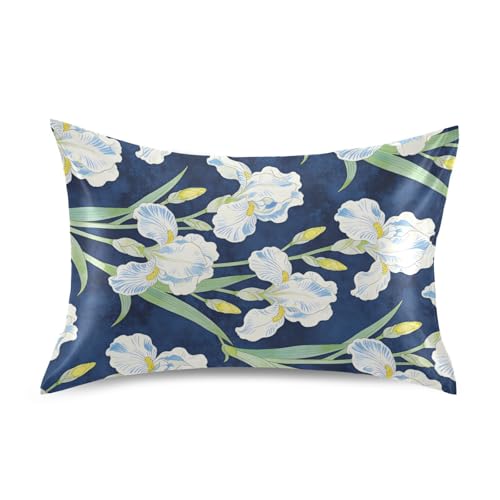 William Morris Satin-Kissenbezug für Haare, Standardgröße, ägyptische Baumwolle, 50,8 x 76,2 cm, Weiß