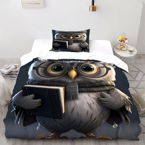 YOSERHGO Eule Bettwäsche Set, Animal Element Bettwäsche-Set - Für Komfortablen Schlaf Single?135x200cm?