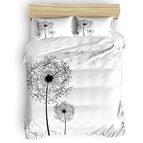 WQIZXCW Pusteblume Bettwäsche 155x220, 110gsm Microfaser Bettbezug Set 2 Teilig - Weich & Angenehm & Atmungsaktiv, 1 Bettbezüge mit Reißverschluss + 1 Kissenbezug 80x80 cm
