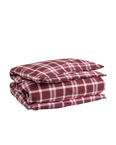 GANT Oxford Check Bettdeckenbezug einzeln Farbe Cabernet RED Größe 155x220cm Kariert Bettwäsche