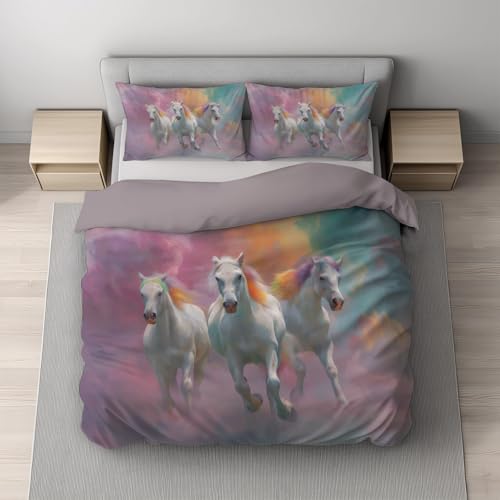 Generisch Mehrfarbig Bettwäsche Traumhaft Bettbezug-Set 135 x 200 cm + 1 * 80 x 80 cm Kissenbezug Kissenbezug, Hochwertiges Microfaser Wendebettwäsche mit Reißveschluss