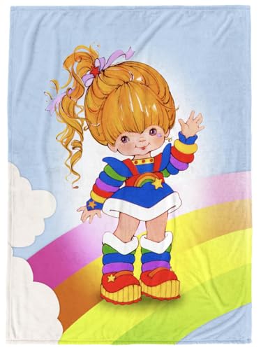 Rainbow Brite Plüsch-Überwurfdecke, Maße: 127 x 178 cm, superweiche, leichte Fleece-Kinderbettwäsche